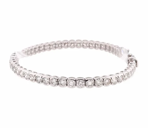 18 Karat White Gold Bezel Set Diamond Tennis Bracelet