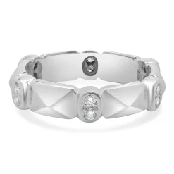 18 Karat White Gold Bezel Set Double Diamond Band
