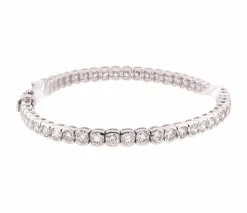 18 Karat White Gold Bezel Set Diamond Tennis Bracelet