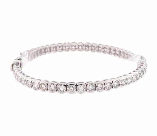 18 Karat White Gold Bezel Set Diamond Tennis Bracelet