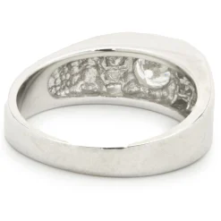 14 Karat White Gold Bezel Set Diamond Signet Ring