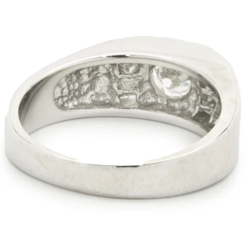 14 Karat White Gold Bezel Set Diamond Signet Ring