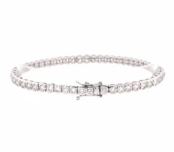 18 Karat White Gold Bezel Set Diamond Tennis Bracelet