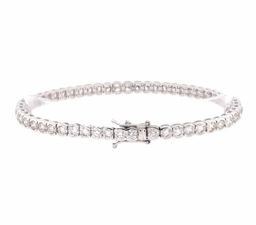 18 Karat White Gold Bezel Set Diamond Tennis Bracelet