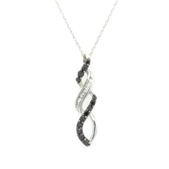 10 Karat White Gold Black and White Diamond Twist Necklace