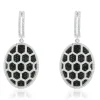 18 Karat White Gold Black and White Diamond Cutout Drop Earrings