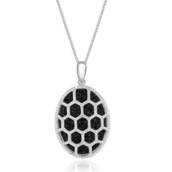 18 Karat White Gold Black and White Diamond Cutout Necklace