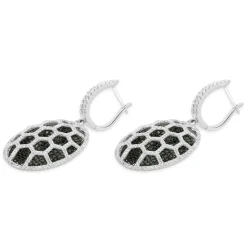 18 Karat White Gold Black and White Diamond Cutout Drop Earrings