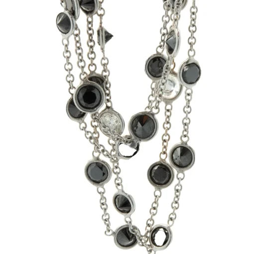 18 Karat White Gold Black and White Diamonds By The Yard Necklace