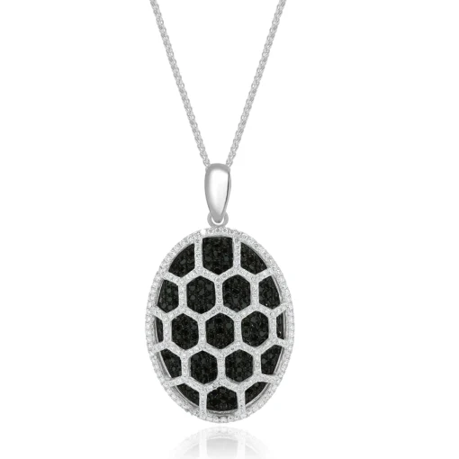18 Karat White Gold Black and White Diamond Cutout Necklace