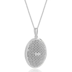 18 Karat White Gold Black and White Diamond Cutout Necklace