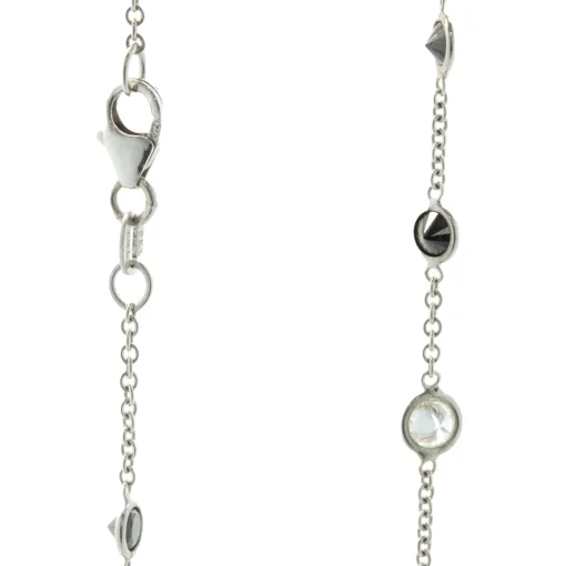 18 Karat White Gold Black and White Diamonds By The Yard Necklace