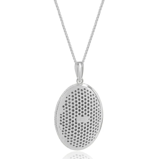 18 Karat White Gold Black and White Diamond Cutout Necklace