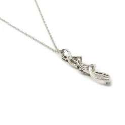 10 Karat White Gold Black and White Diamond Twist Necklace