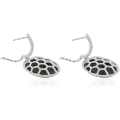 18 Karat White Gold Black and White Diamond Cutout Drop Earrings
