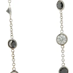18 Karat White Gold Black and White Diamonds By The Yard Necklace