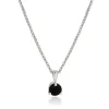 14 Karat White Gold Black Diamond Solitaire Necklace