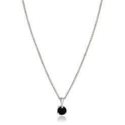 14 Karat White Gold Black Diamond Solitaire Necklace
