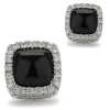 14 Karat White Gold Black Onyx and Diamond Stud Earrings