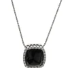 14 Karat White Gold Black Onyx and Diamond Necklace