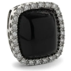 14 Karat White Gold Black Onyx and Diamond Necklace