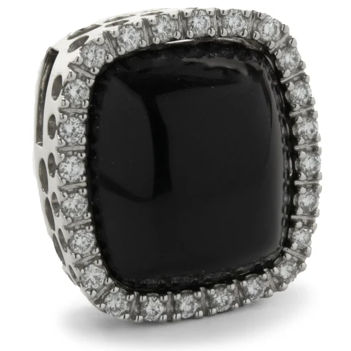 14 Karat White Gold Black Onyx and Diamond Necklace