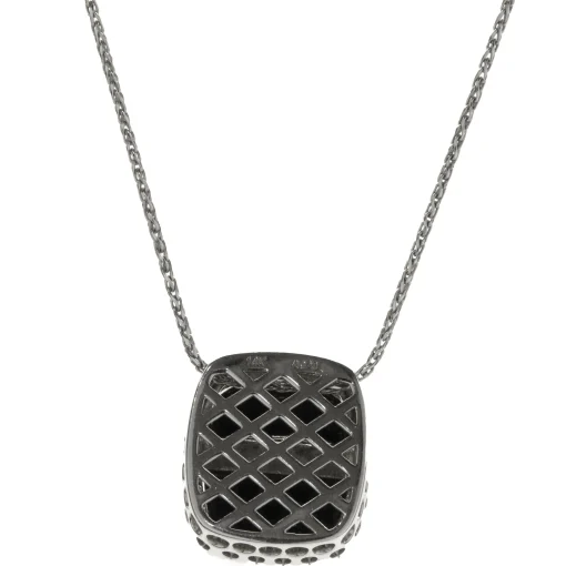 14 Karat White Gold Black Onyx and Diamond Necklace