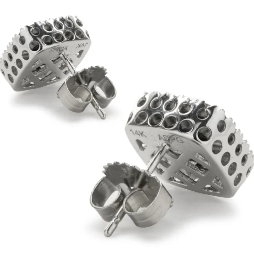 14 Karat White Gold Black Onyx and Diamond Stud Earrings