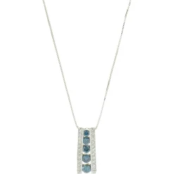 18 Karat White Gold Blue and White Diamond Slide Necklace