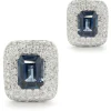 18 Karat White Gold Blue Sapphire and Pave Diamond Earrings