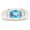 14 Karat White Gold Blue Topaz and Diamond Ring