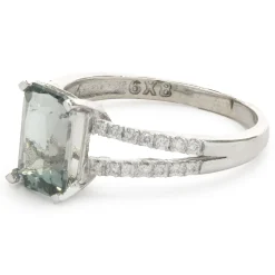14 Karat White Gold Blue Tourmaline and Diamond Ring