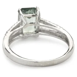14 Karat White Gold Blue Tourmaline and Diamond Ring