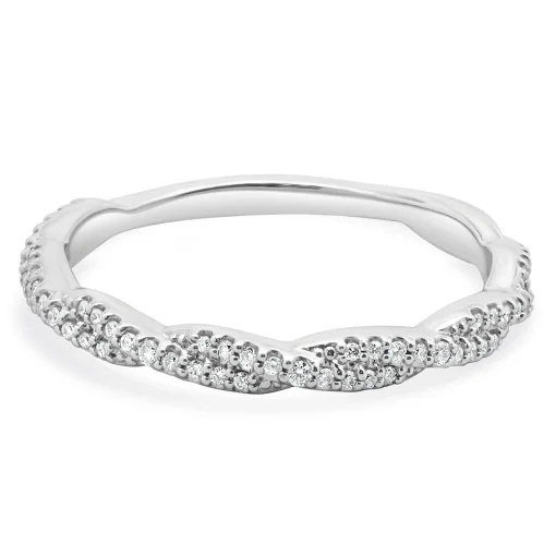 14 Karat White Gold Braided Diamond Band
