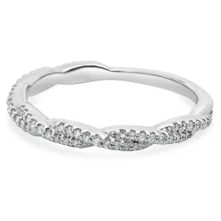 14 Karat White Gold Braided Diamond Band