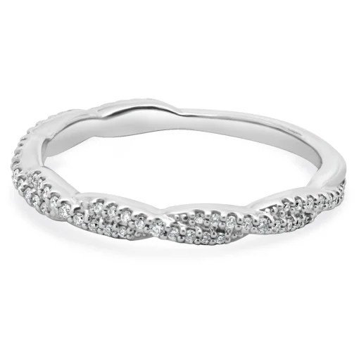 14 Karat White Gold Braided Diamond Band