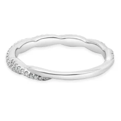 14 Karat White Gold Braided Diamond Band