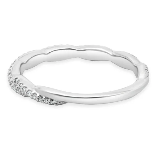 14 Karat White Gold Braided Diamond Band