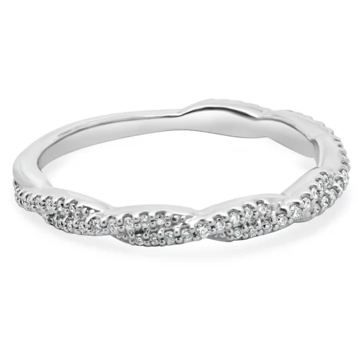14 Karat White Gold Braided Diamond Band
