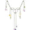 14 Karat White Gold Briolette Rainbow Sapphire and Diamond Drop Necklace