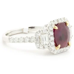 18 Karat White Gold Burmese Ruby and Pave Diamond Ring
