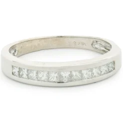 14 Karat White Gold Channel Set Princess Cut Diamond Band