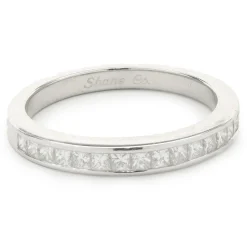 14 Karat White Gold Channel Set Princess Cut Diamond Band