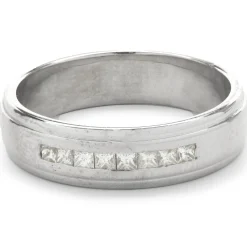 14 Karat White Gold Channel Set Princess Cut 6MM Diamond Band