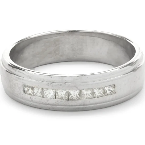 14 Karat White Gold Channel Set Princess Cut 6MM Diamond Band
