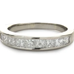 14 Karat White Gold Channel Set Princess Cut Diamond Band