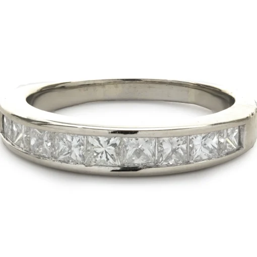 14 Karat White Gold Channel Set Princess Cut Diamond Band