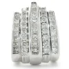 14 Karat White Gold Channel Set Princess and Round Brilliant Cut Diamond Slide Pendant