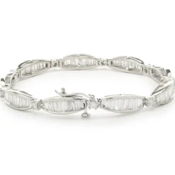 14 Karat White Gold Channel Set Baguette Diamond Link Bracelet