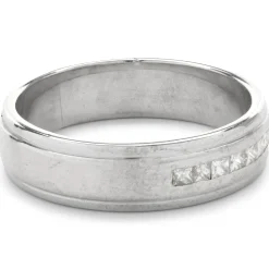 14 Karat White Gold Channel Set Princess Cut 6MM Diamond Band